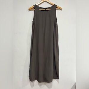 Eileen Fisher Dress SP Brown Washable 100% Silk Maxi Tank Sleeveless Minimal